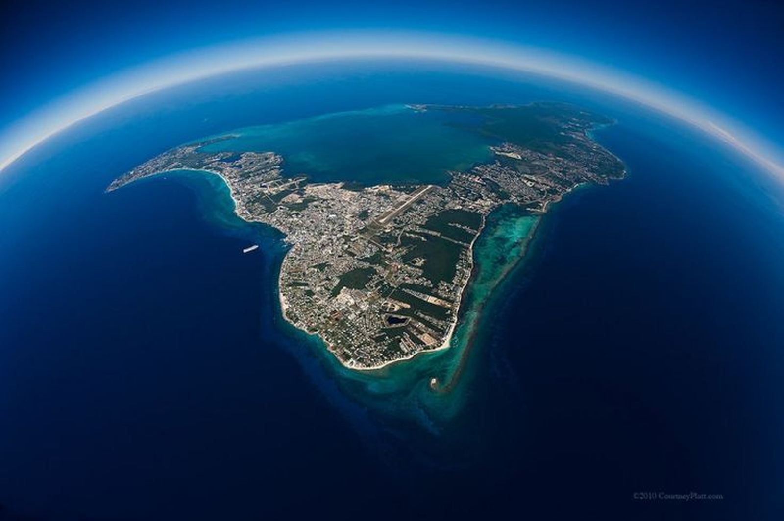 Aerial view of Grand Cayman island showing the entire service area covered by Zebra Cleaning Services